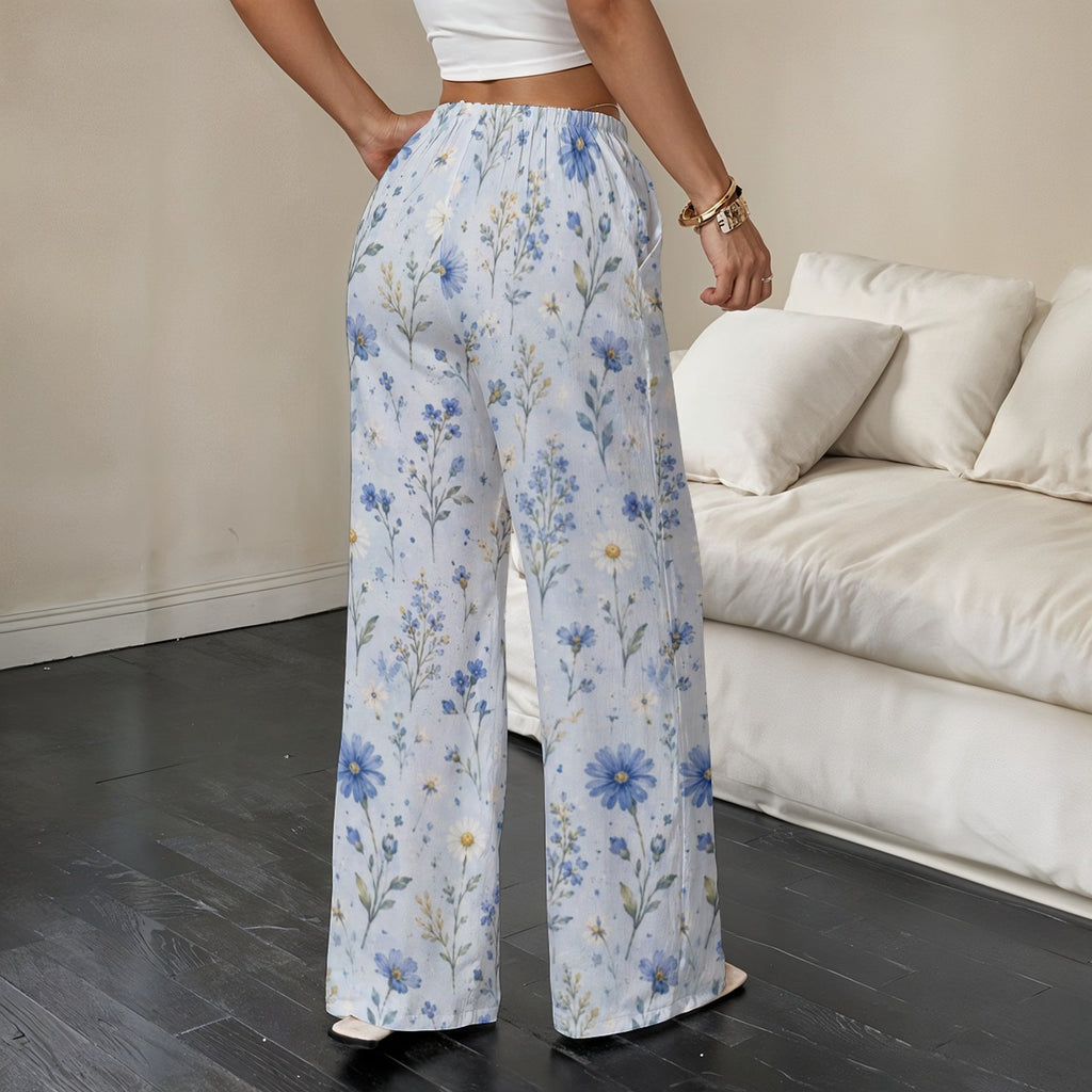 Calça Wide Leg Fluida com Cordão Casual Boho
