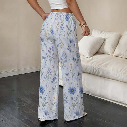 Calça Wide Leg Fluida com Cordão Casual Boho