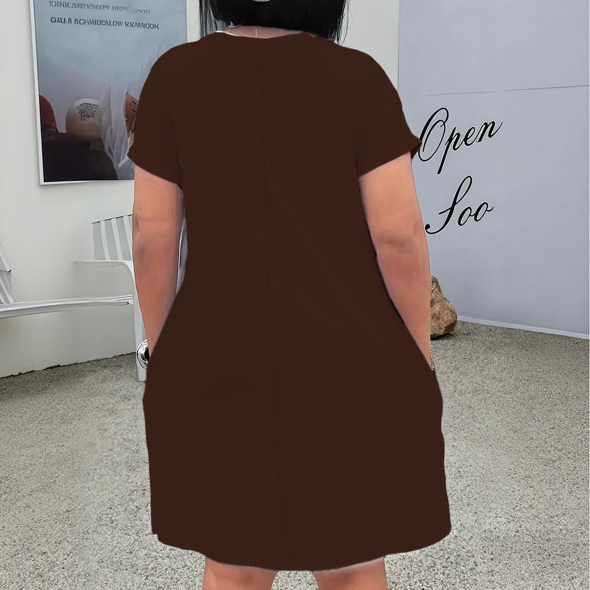 Vestido Curto Plus Size Castanho Chocolate