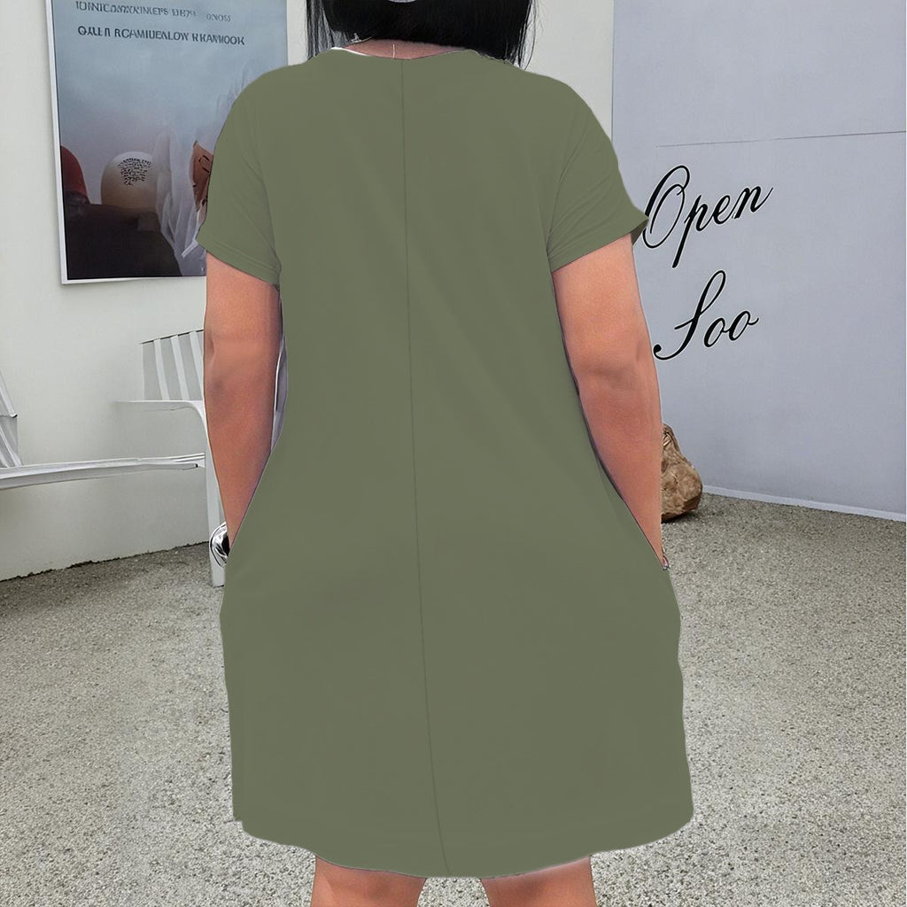 Vestido Curto Plus Size  Verde Oliva
