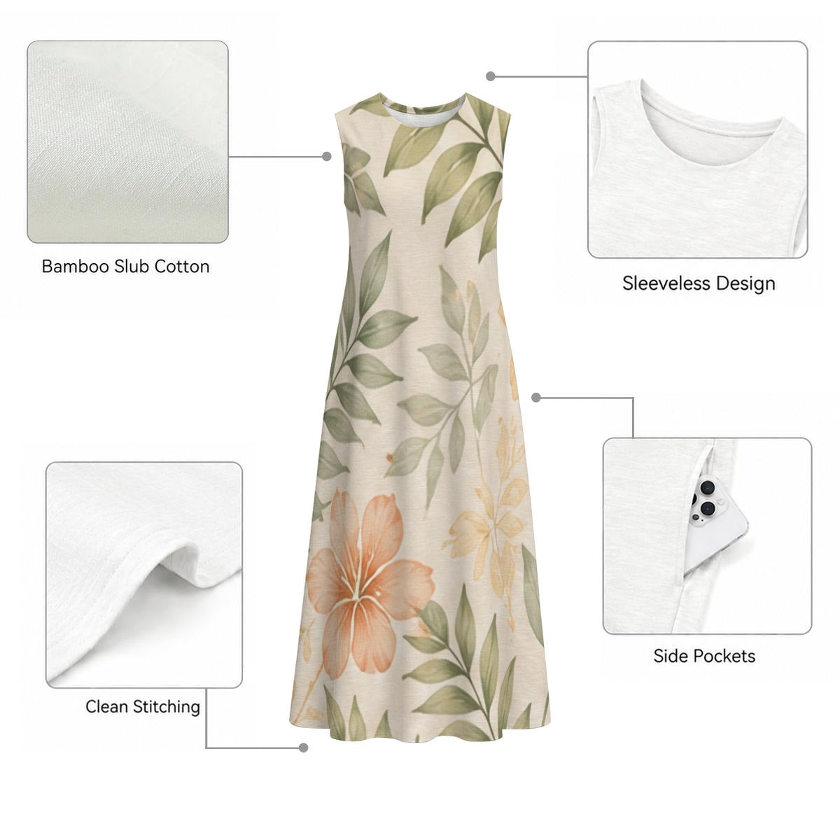 Vestido 100% Algodão Texturizado