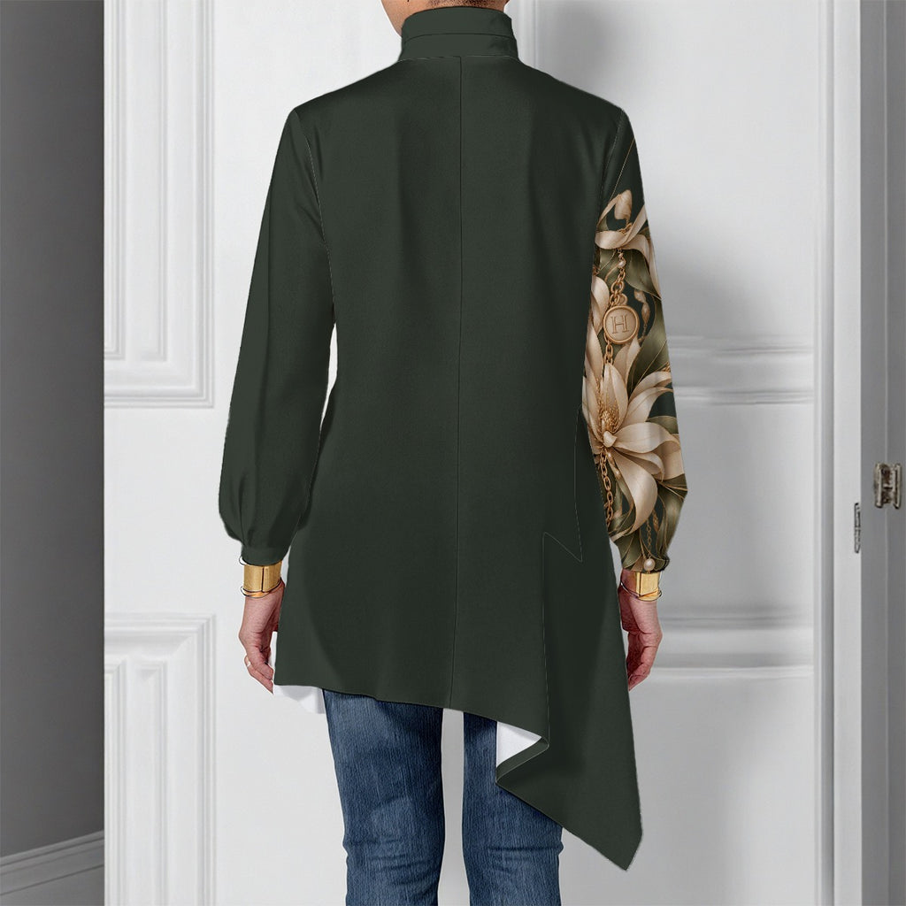 Túnica Assimétrica Olive Monogram | H'amar
