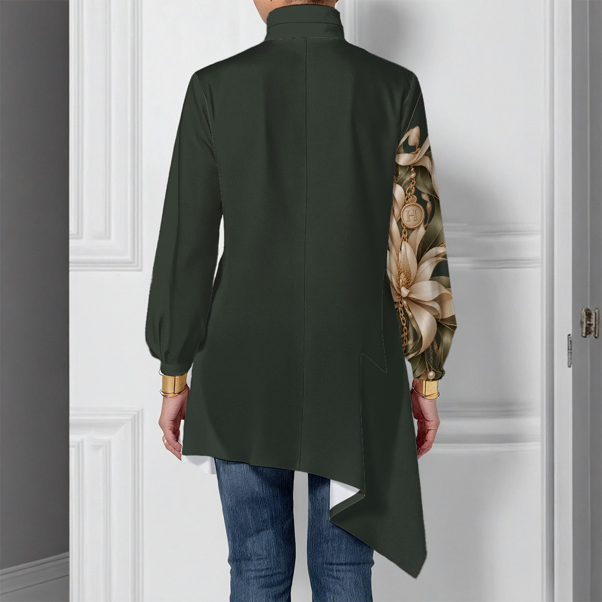 Túnica Assimétrica Olive Monogram | H'amar