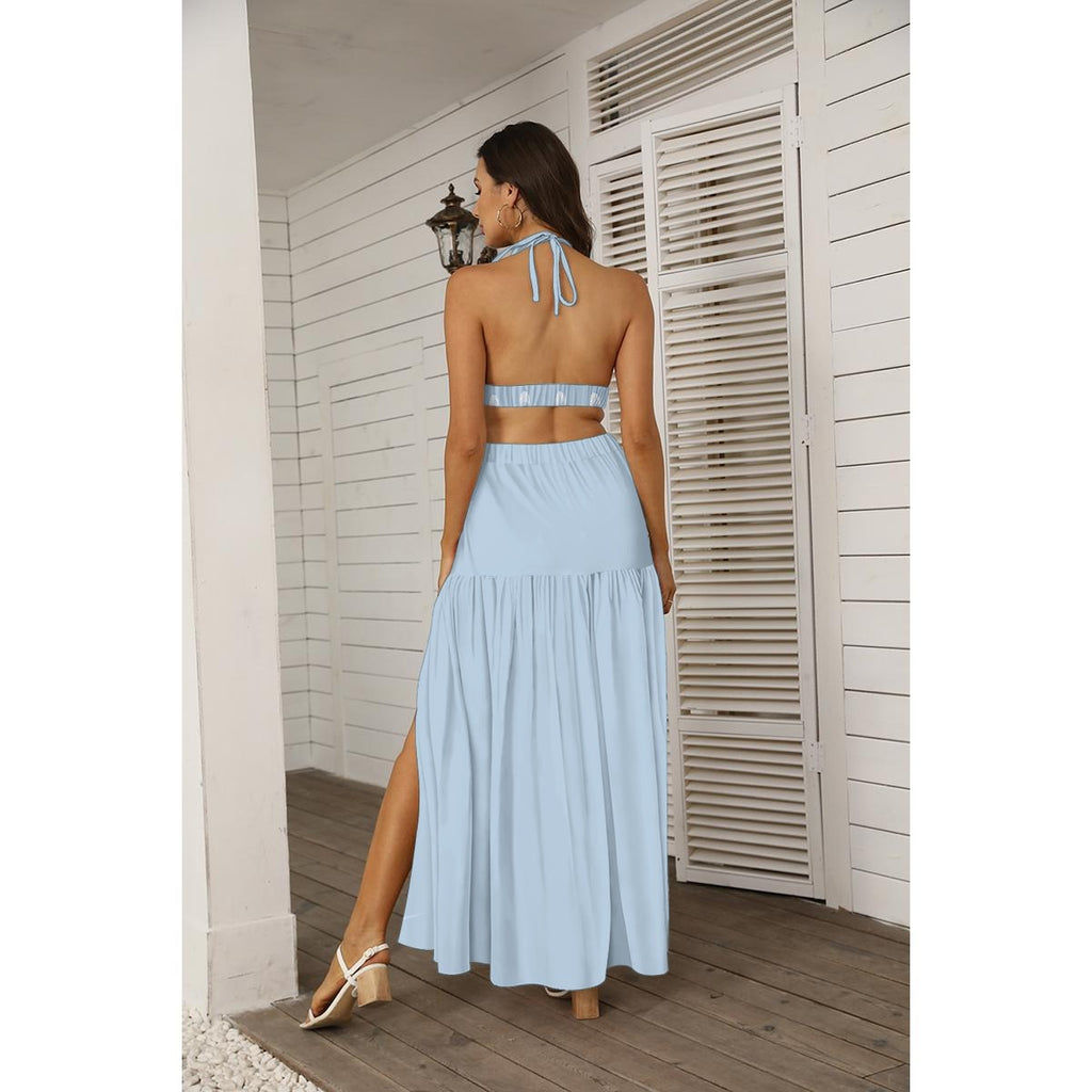 Conjunto Saia Fluida e Top Cropped Cut-Out Estilo Boho