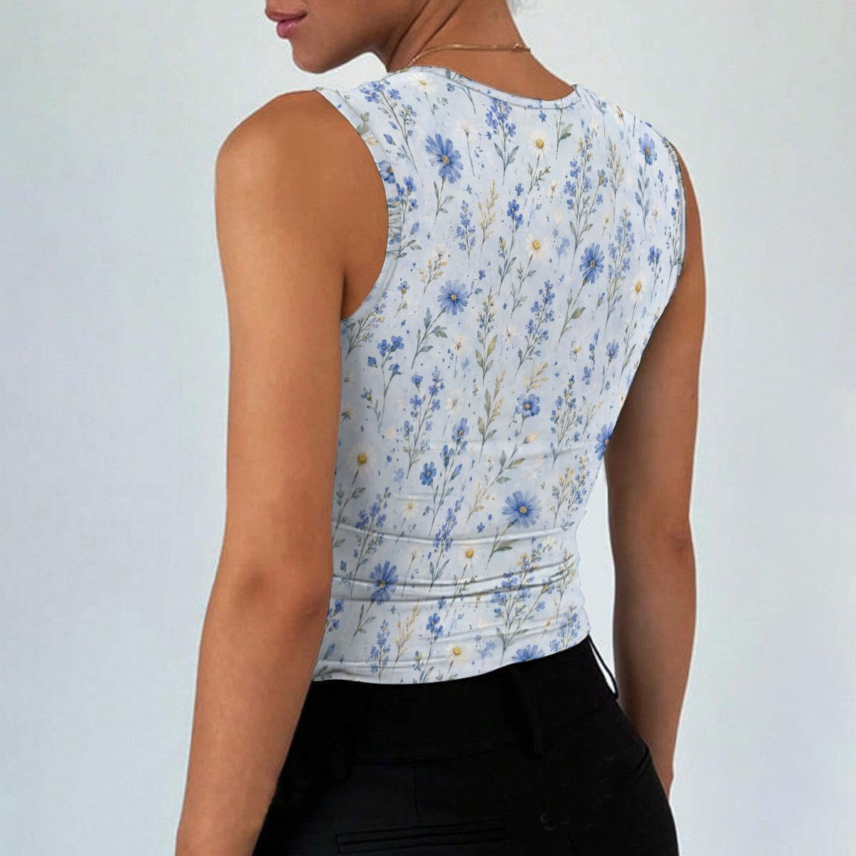 Top Cropped Corset Foral Alças Largas