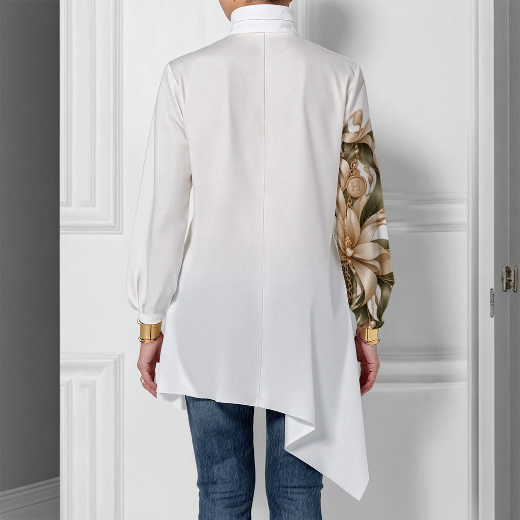 Túnica Assimétrica Ivory Monogram | H'amar