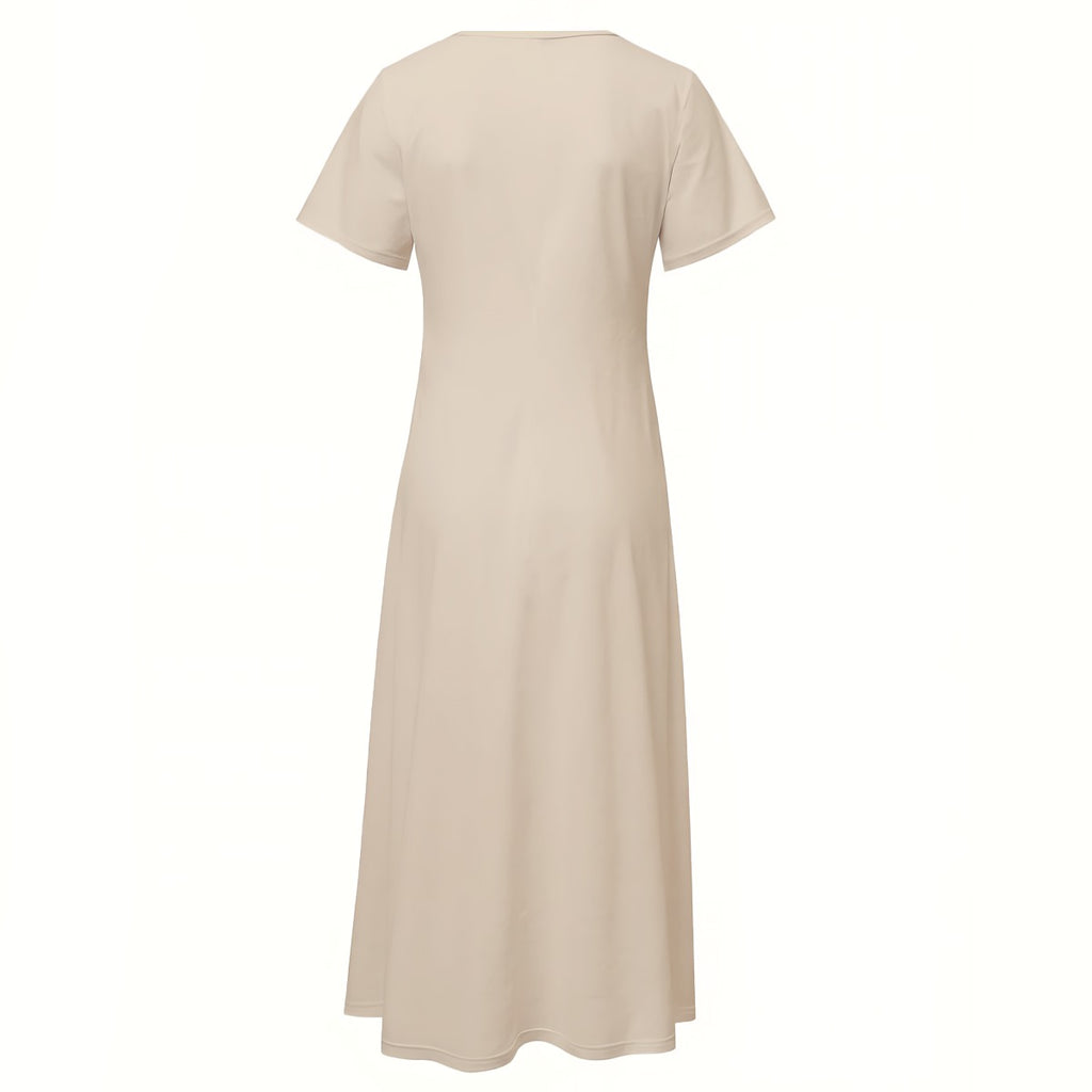 Vestido Botânico Comprido com decote em V