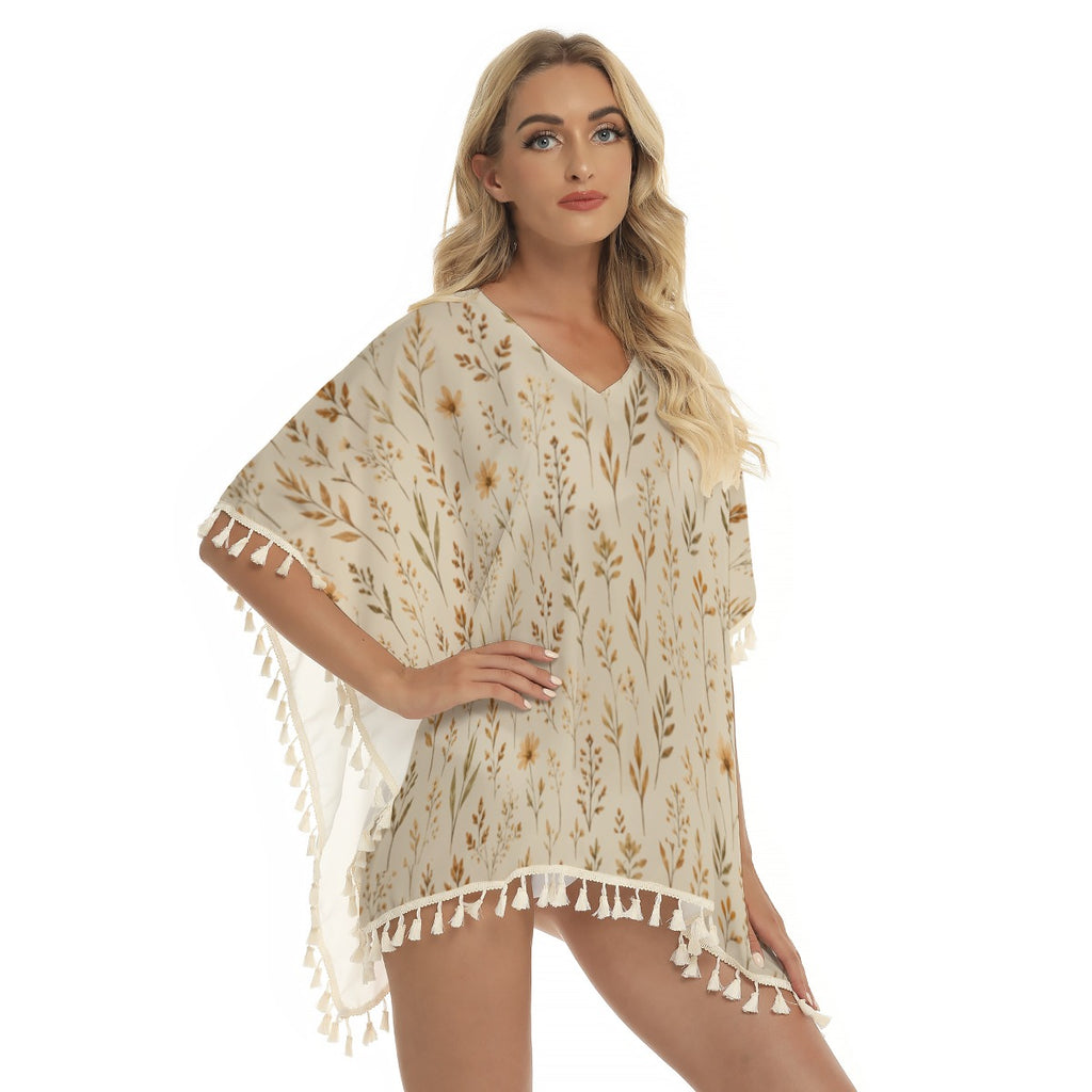 Poncho Botânico com Franjas | HAMAR