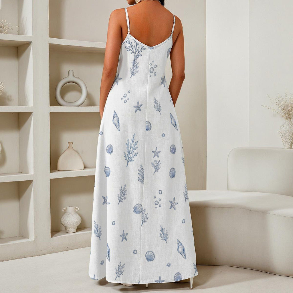 Vestido Elegante Comprido Ocean Breeze