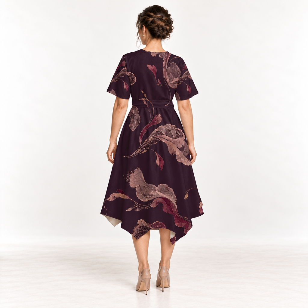 Vestido Midi Assimétrico Autumn Bloom | H'amar