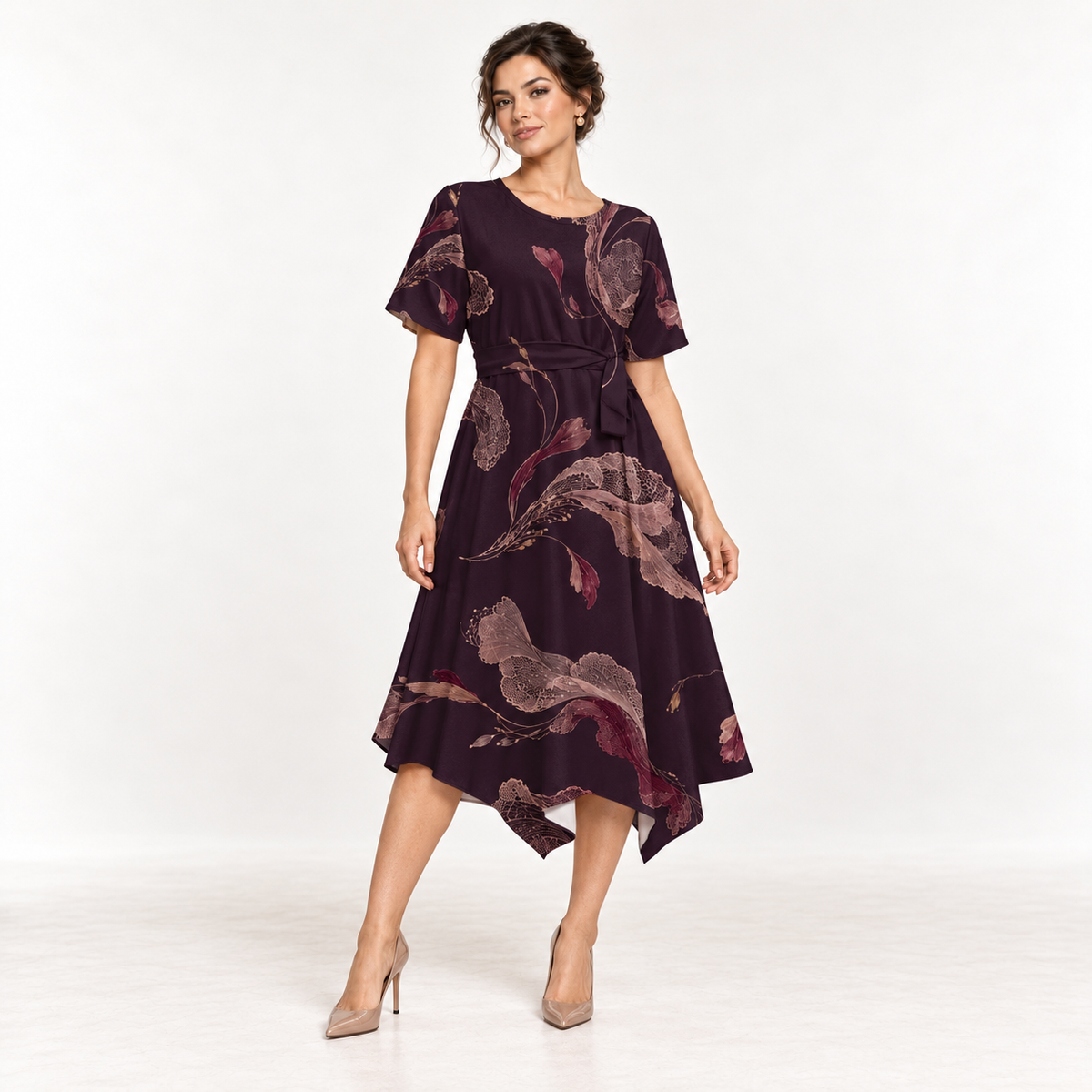 Vestido Midi Assimétrico Autumn Bloom | H'amar